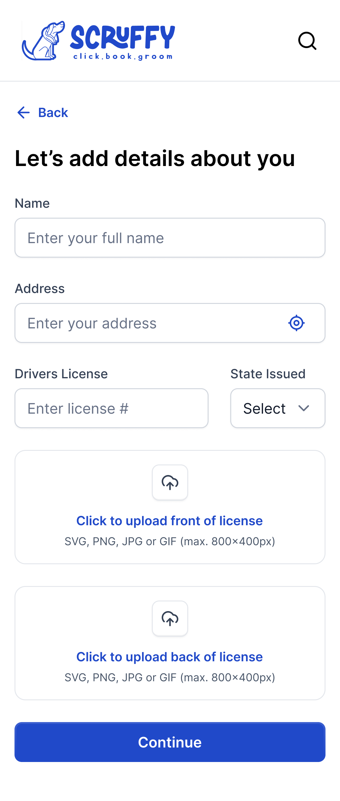 Groomer screen 2